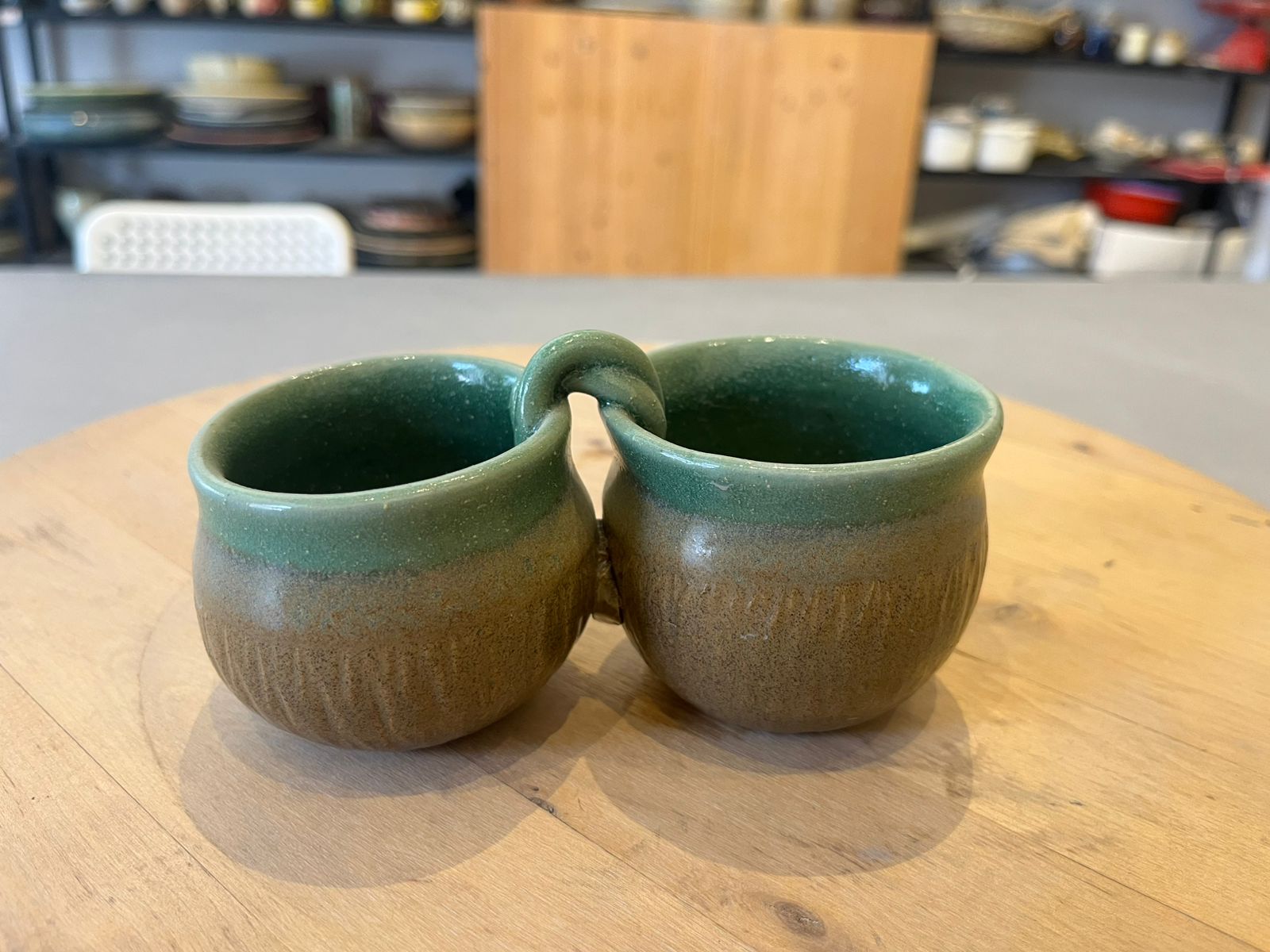 Dip / Condiments / Dry Fruits Joint Bowls Rustic Green & Brown (1 Set)