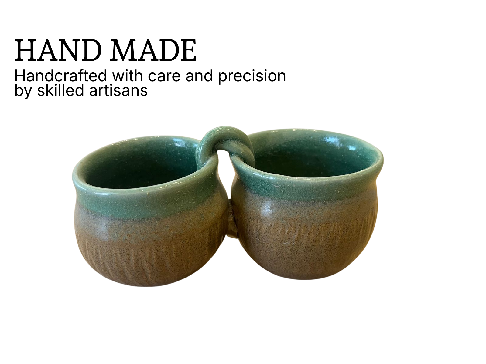 Dip / Condiments / Dry Fruits Joint Bowls Rustic Green & Brown (1 Set)