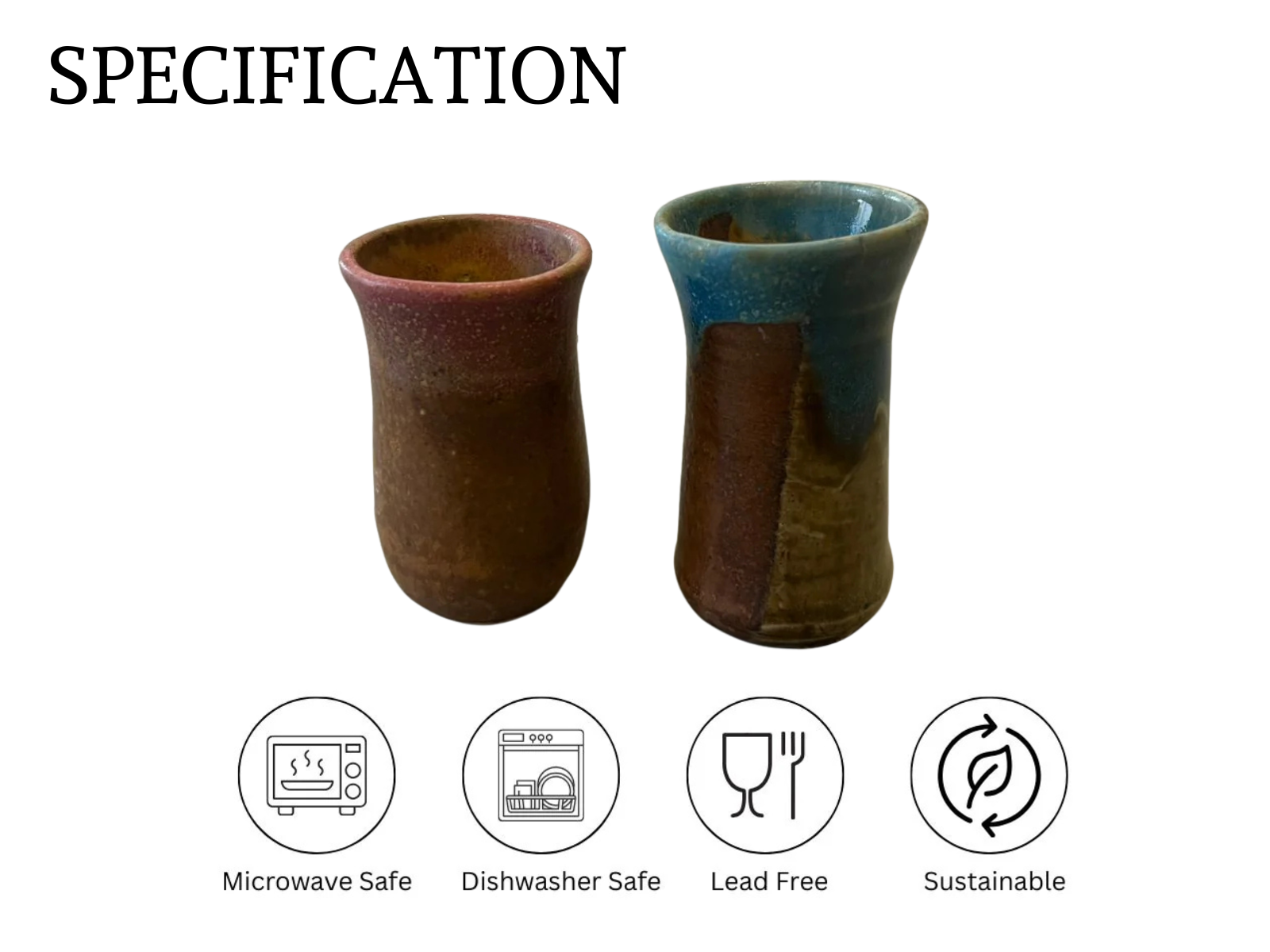 Shot glasses tall- Rustic Brown & Ocean Blue (1 Set)