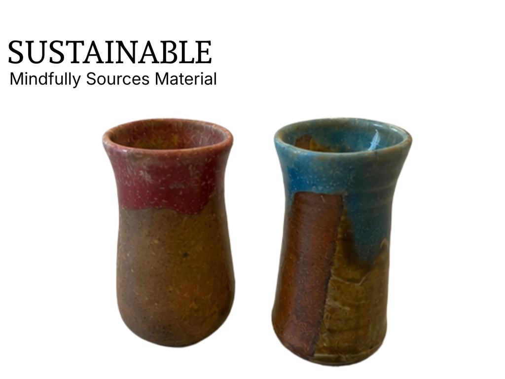 Shot glasses tall- Rustic Brown & Ocean Blue (1 Set)