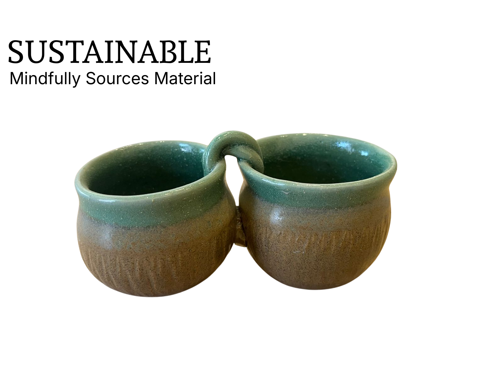 Dip / Condiments / Dry Fruits Joint Bowls Rustic Green & Brown (1 Set)