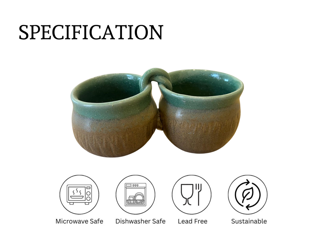 Dip / Condiments / Dry Fruits Joint Bowls Rustic Green & Brown (1 Set)