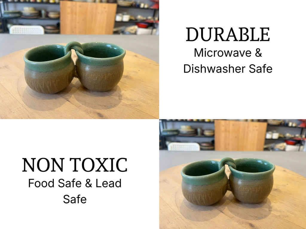 Dip / Condiments / Dry Fruits Joint Bowls Rustic Green & Brown (1 Set)