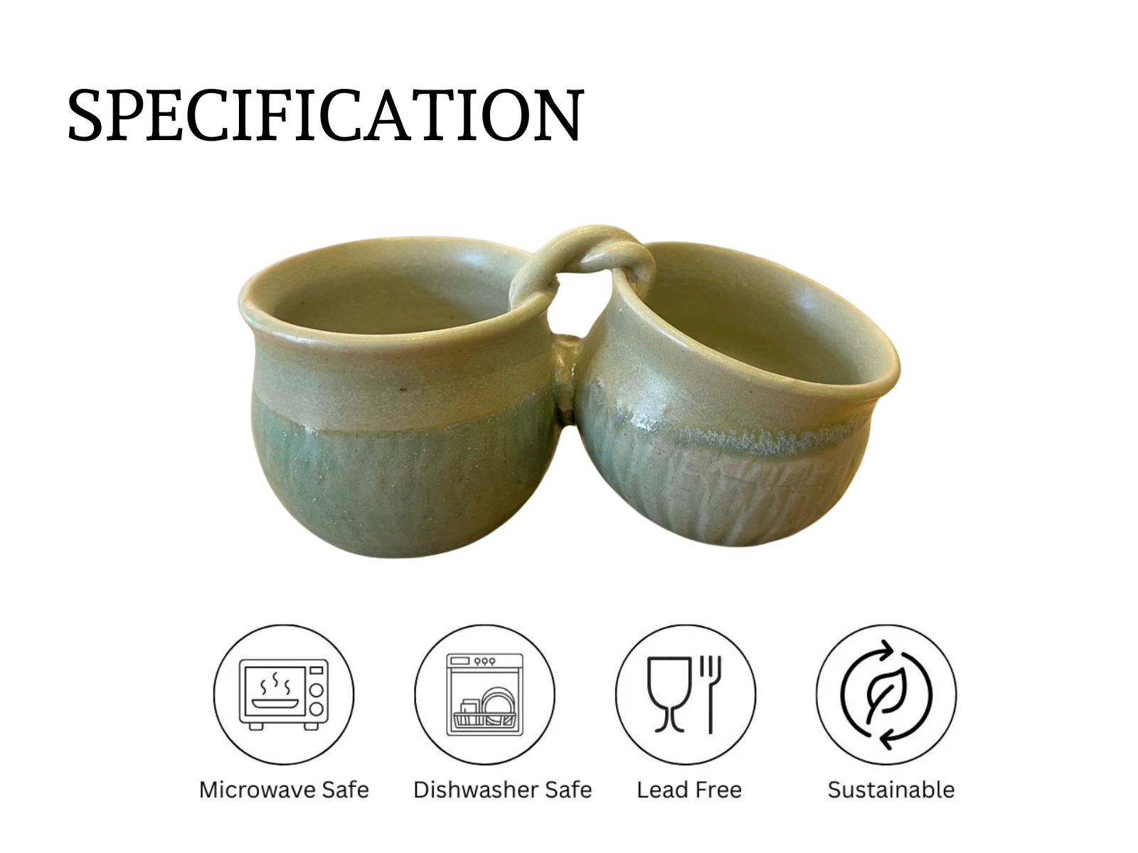 Dip / Condiments / Dry Fruits Joint Bowls Sage Green (1 Set)