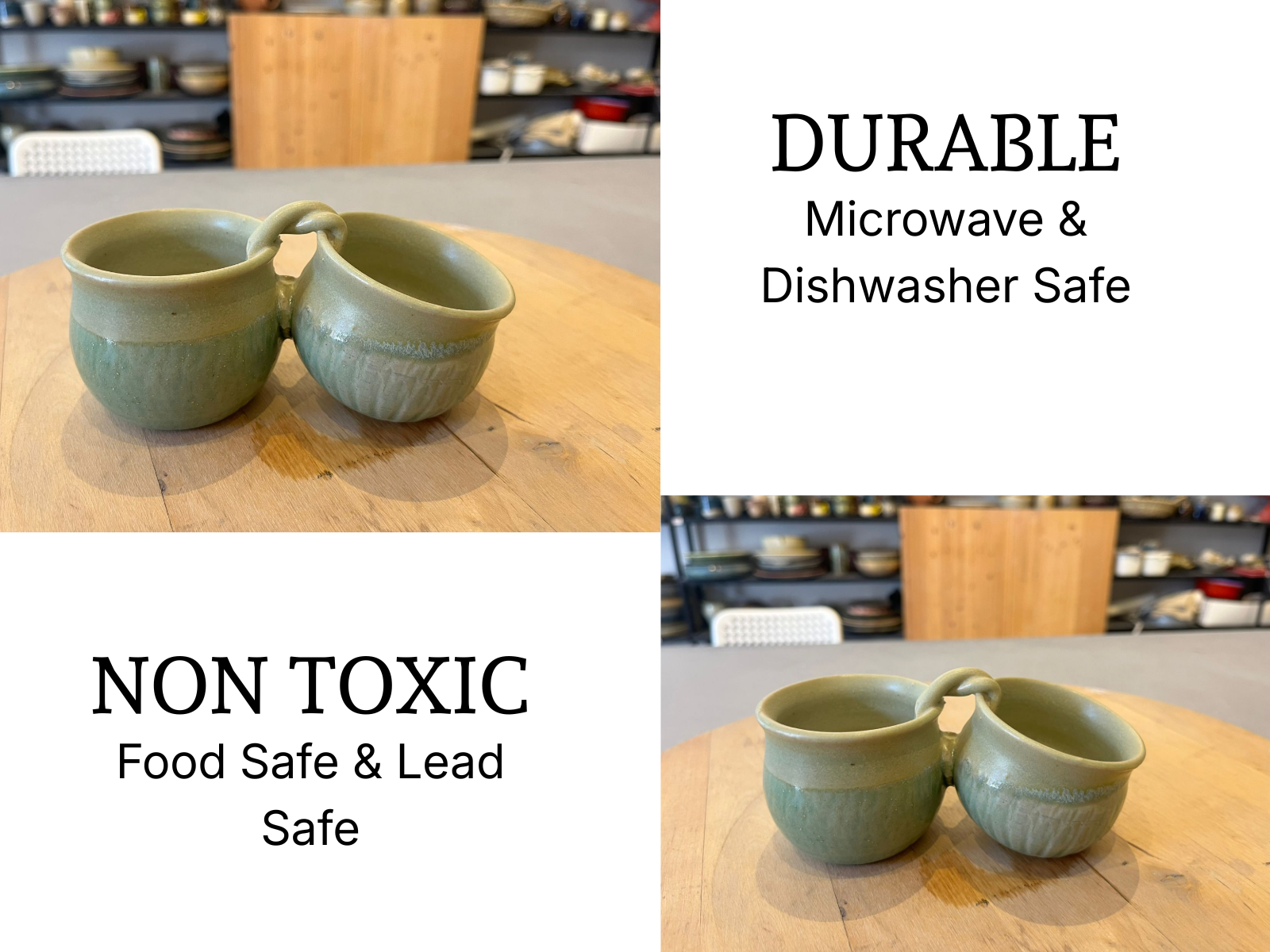 Dip / Condiments / Dry Fruits Joint Bowls Sage Green (1 Set)