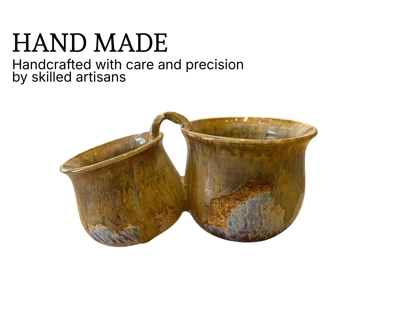 Dip / Condiments / Dry Fruits Joint Bowls Rustic Amber Brown (1 Set)