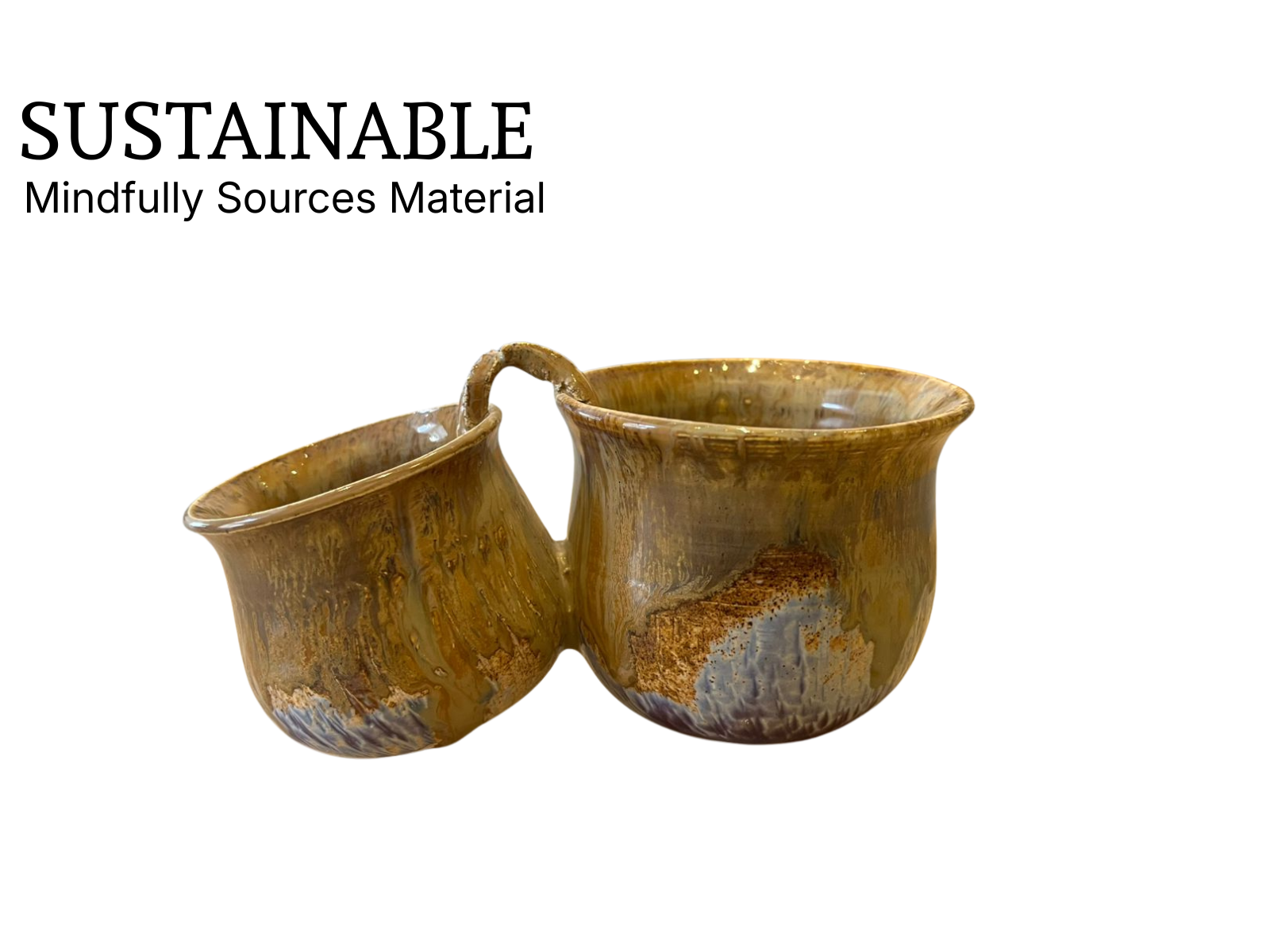 Dip / Condiments / Dry Fruits Joint Bowls Rustic Amber Brown (1 Set)
