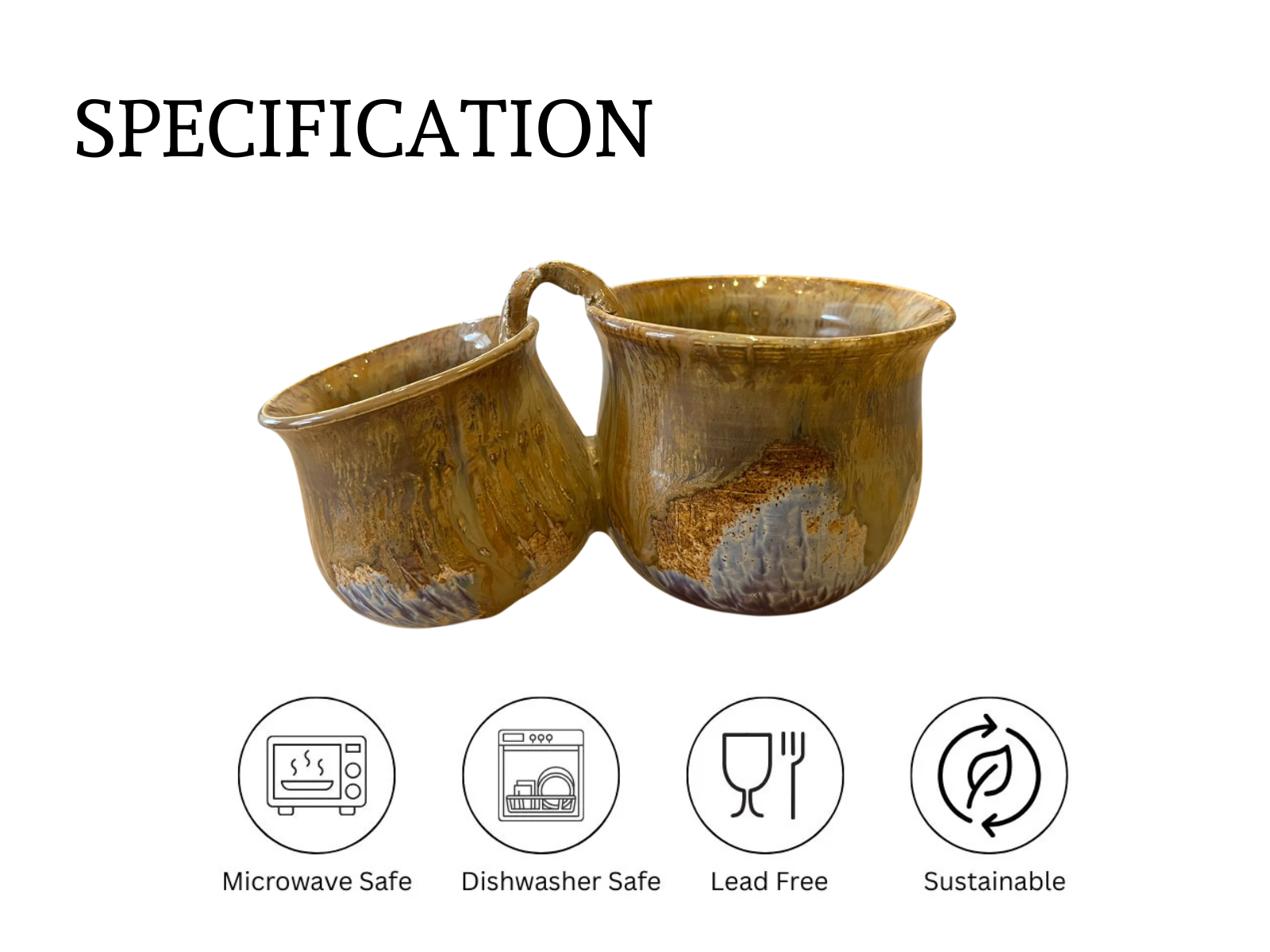 Dip / Condiments / Dry Fruits Joint Bowls Rustic Amber Brown (1 Set)