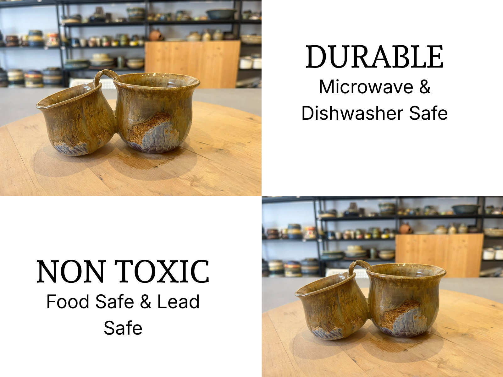 Dip / Condiments / Dry Fruits Joint Bowls Rustic Amber Brown (1 Set)
