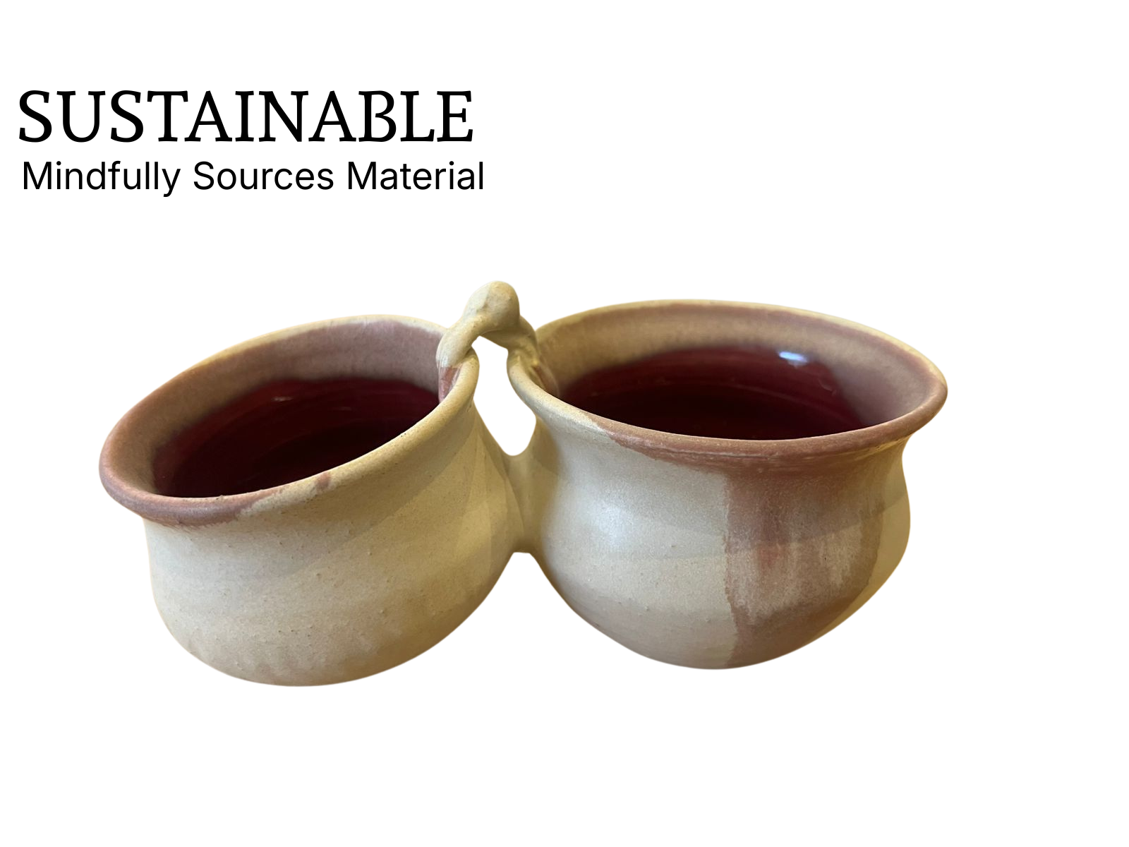 Dip / Condiments / Dry Fruits Joint Bowls Rustic Cream & Wine Red (1 Set)