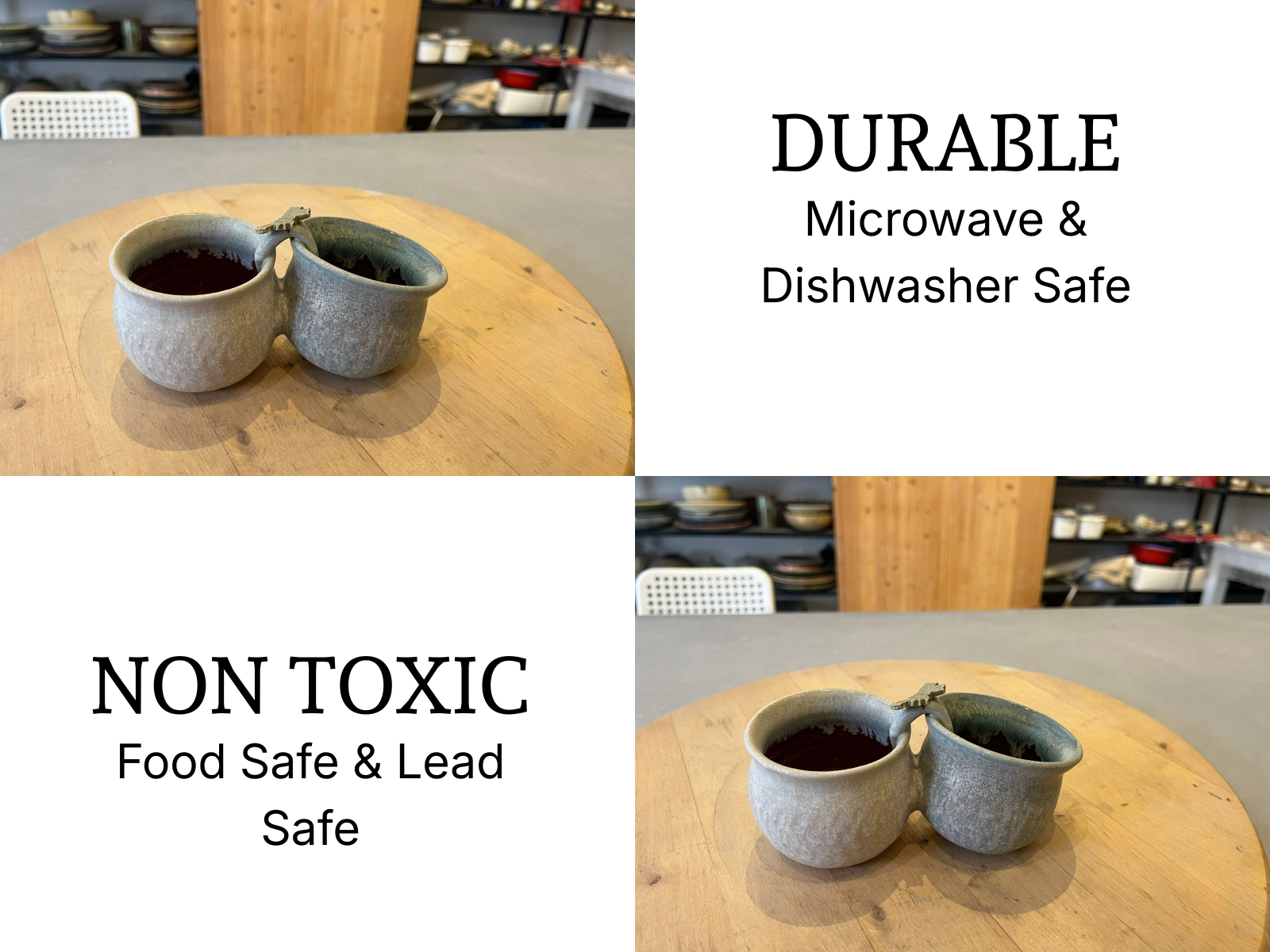 Dip / Condiments / Dry Fruits Joint Bowls Rustic Ash Grey (1 Set)