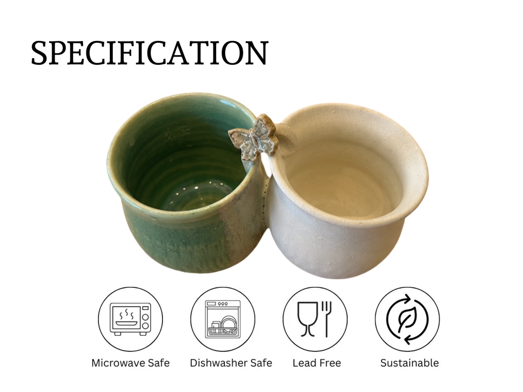 Dip / Condiments / Dry Fruits Joint Bowls Rustic Butterfly Twin (1 Set)